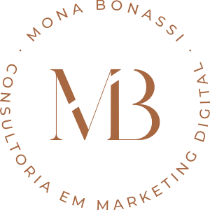 Logo alternativo da MOna Bonassi chamado de Marca Dagua onde apresenta as suas inicias a letra M e B junto com a inscrição Consultoria em Marketing Digital